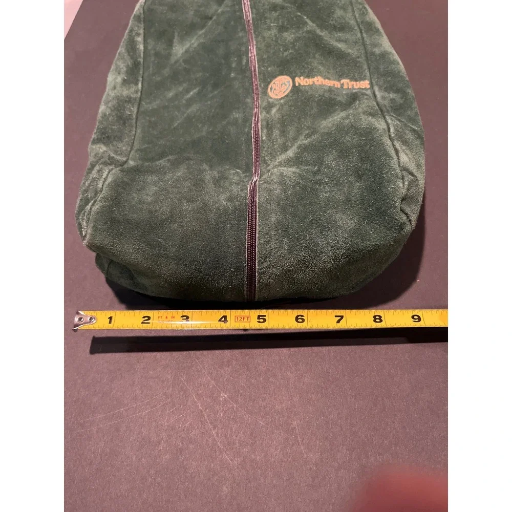 Northern Trust Green Suede Golf Shoe Bag Faux Fur Lined Travel Carrier Case